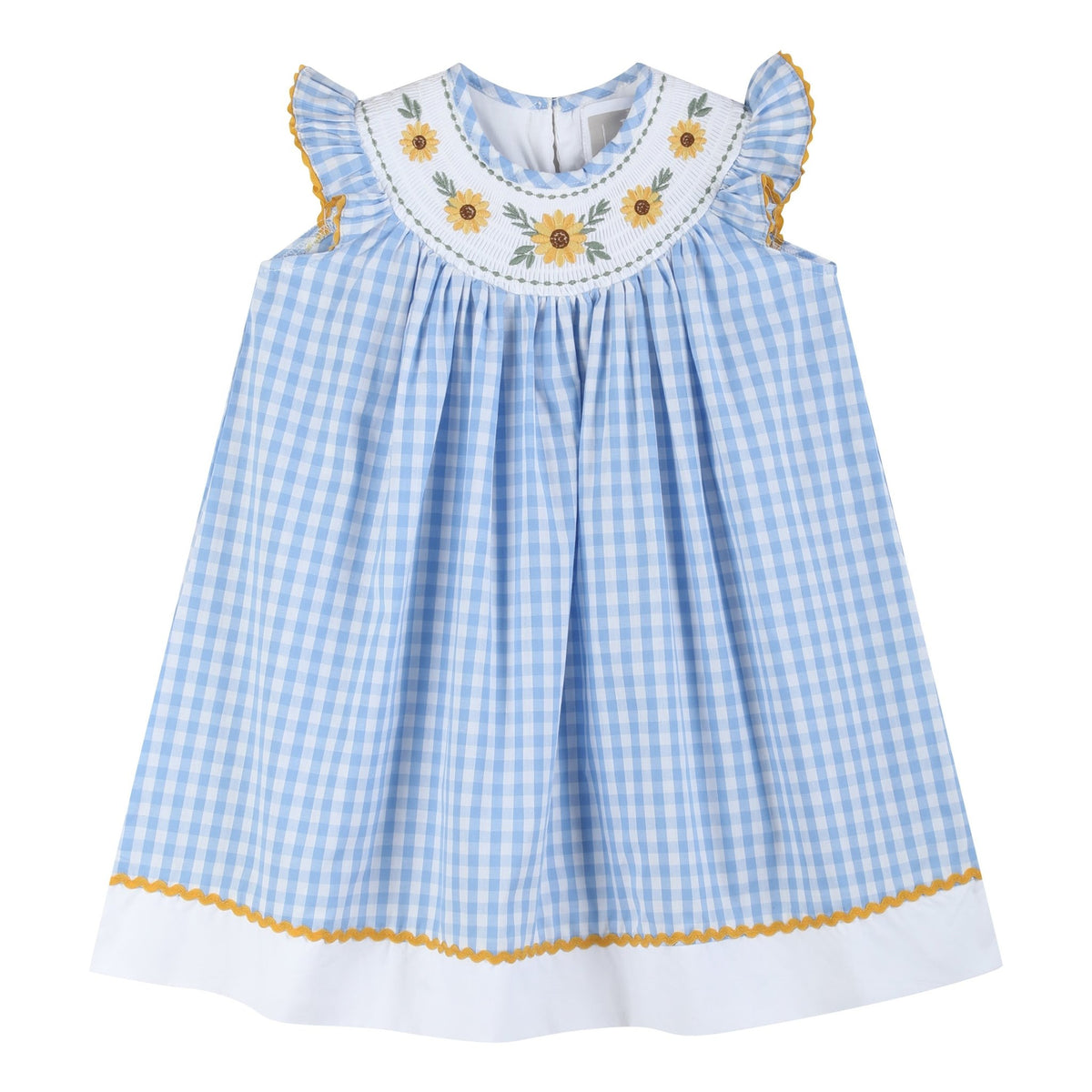 sunflower dress blue Gingham Smocked Bishop Color:Royal Blue As Picture front closure patouCode_P26DR23202435962 Vintage Floral Jumper Dress