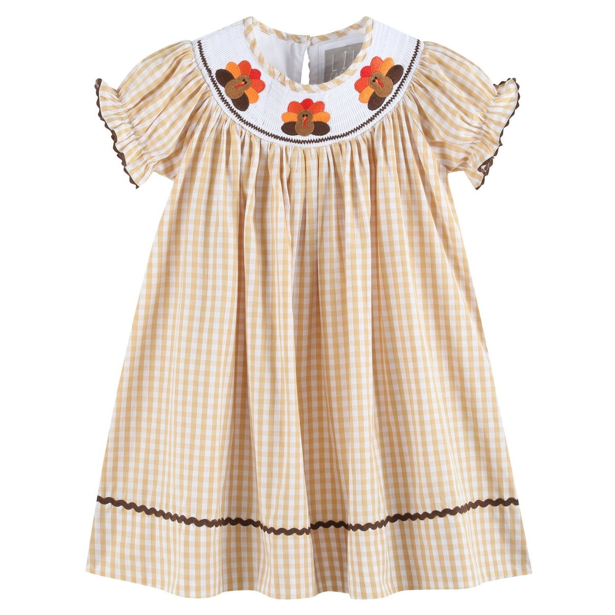 SMU Mustangs Smocked Red Gingham Bishop Dress main image 0