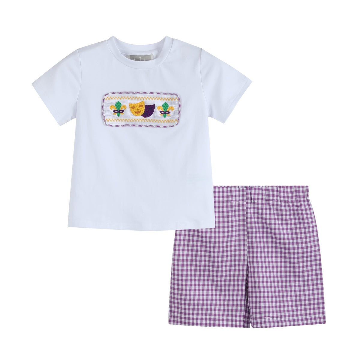 Lulu Bebe Alligator Smocked Mardi Gras Striped Pete Shortall