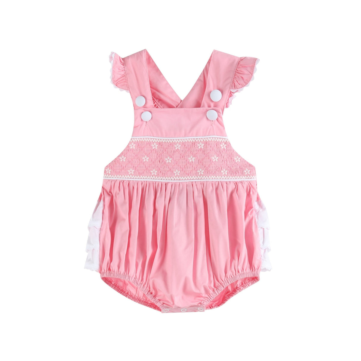 Lil Cactus Light Blue Flamingo Smocked Flutter Romper main image 0