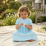 Light Blue Daisy Smocked Bishop Dress