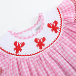 Pink Gingham Crawfish Smocked Bishop Dress