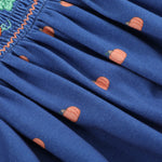 Blue Pumpkin Print Knit Smocked Bishop Dress