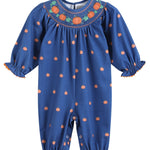 Blue Pumpkin Print Knit Smocked Playsuit