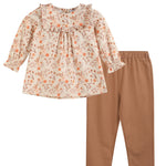 Brown Floral Tunic and Leggings Set