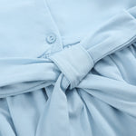 Blue Smocked Knit ABC School Dress