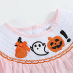 Pink and Orange Gingham Boo Smocked Dress and Bloomer Set