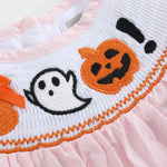 Pink and Orange Gingham Boo Smocked Dress and Bloomer Set