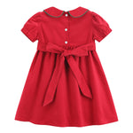 Red Corduroy Christmas Smocked Dress