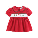 Red Corduroy Christmas Smocked Dress and Bloomers
