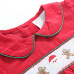 Red Corduroy Christmas Smocked Dress and Bloomers
