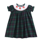 Blue, Green Red Plaid Christmas Santa Smocked Bishop Dress