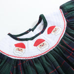 Blue, Green Red Plaid Christmas Santa Smocked Bishop Dress