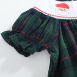 Blue, Green Red Plaid Christmas Santa Smocked Bishop Dress