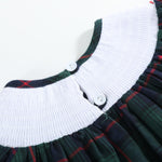 Blue, Green Red Plaid Christmas Santa Smocked Bishop Dress