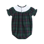 Blue, Green Red Plaid Christmas Santa Smocked Romper