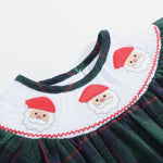 Blue, Green Red Plaid Christmas Santa Smocked Romper