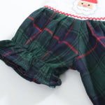 Blue, Green Red Plaid Christmas Santa Smocked Romper