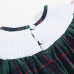 Blue, Green Red Plaid Christmas Santa Smocked Romper