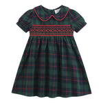 Blue, Green Red Plaid Smocked Collared Dress
