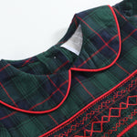 Blue, Green Red Plaid Smocked Collared Dress