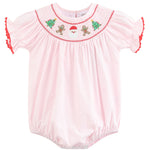 Pink Christmas Smocked Romper