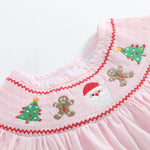 Pink Christmas Smocked Romper