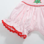 Pink Christmas Smocked Romper