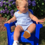 Classic Light Blue Seersucker Bubble Romper