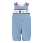 Blue Farm Animals Smocked Overalls