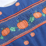 Blue Pumpkin Print Knit Smocked Longalls