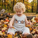 Gray Boo Applique Overalls