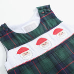 Blue, Green Red Plaid Christmas Santa Smocked Longall