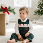 Blue, Green Red Plaid Christmas Santa Smocked Longall