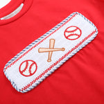Red and Blue Baseball Smocked Shirt and Shorts Set