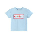 Blue Smocked ABC School Shirt and Shorts Set
