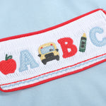 Blue Smocked ABC School Shirt and Shorts Set