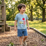 Blue ABC School Shirt and Shorts Set
