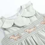 Sage Green Puppy Dog Petal Smocked Dress