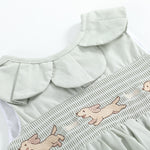 Sage Green Puppy Dog Petal Smocked Romper