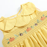 Golden Wheat Pumpkin Smocked Petal Collar Dress