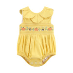 Golden Wheat Pumpkin Smocked Petal Collar Romper