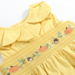 Golden Wheat Pumpkin Smocked Petal Collar Romper