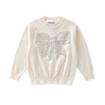 Cream Sparkly Bow Sweater