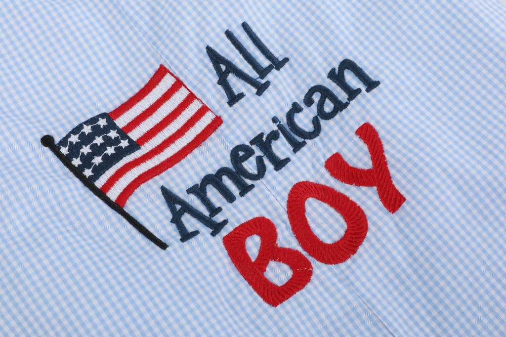 All American Boy' Blue Gingham Shortalls - Lil Cactus