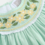 Aqua Daisy Smocked Bishop Dress - Lil Cactus