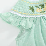 Aqua Daisy Smocked Bishop Dress - Lil Cactus