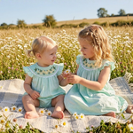 Aqua Daisy Smocked Romper - Lil Cactus