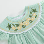 Aqua Daisy Smocked Romper - Lil Cactus