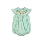 Aqua Daisy Smocked Romper - Lil Cactus